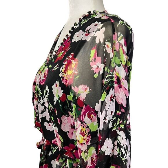 *EQUIPMENT* Large New w Tags Women's Semi Sheer Long Sleeve Button-Down Floral D - Picture 7 of 16